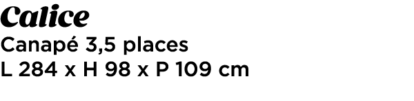 Calice Canap 3,5 places L 284 x H 98 x P 109 cm 