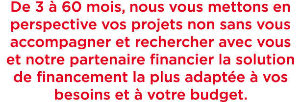 De 3  60 mois, nous vous mettons en perspective vos projets non sans vous accompagner et rechercher avec vous et not...